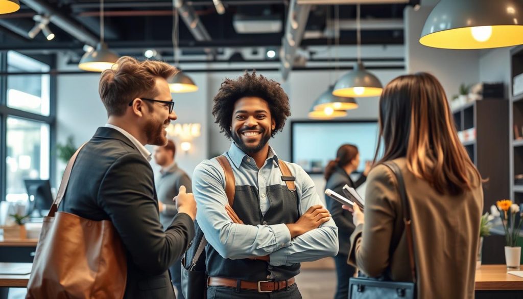 Successful foreign entrepreneur in their German business location, representing top small business ideas in Germany for foreigners Successful foreign entrepreneur in their German business location, representing top small business ideas in Germany for foreigners